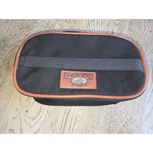 Lands End Deluxe Square Rigger Canvas Toiletry Bag Black Brown Vintage USA Made
